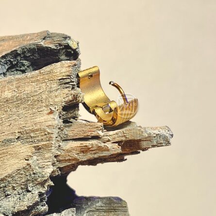 Joia Brinco Aco Dourado Argola 4 Linhas - 8x8 Par - Imagem 3